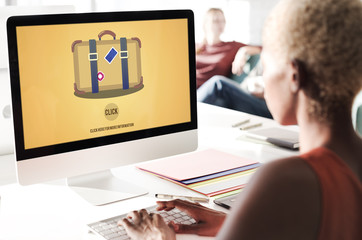 Fototapeta na wymiar Travel Luggage Suitcase Journey Click Concept