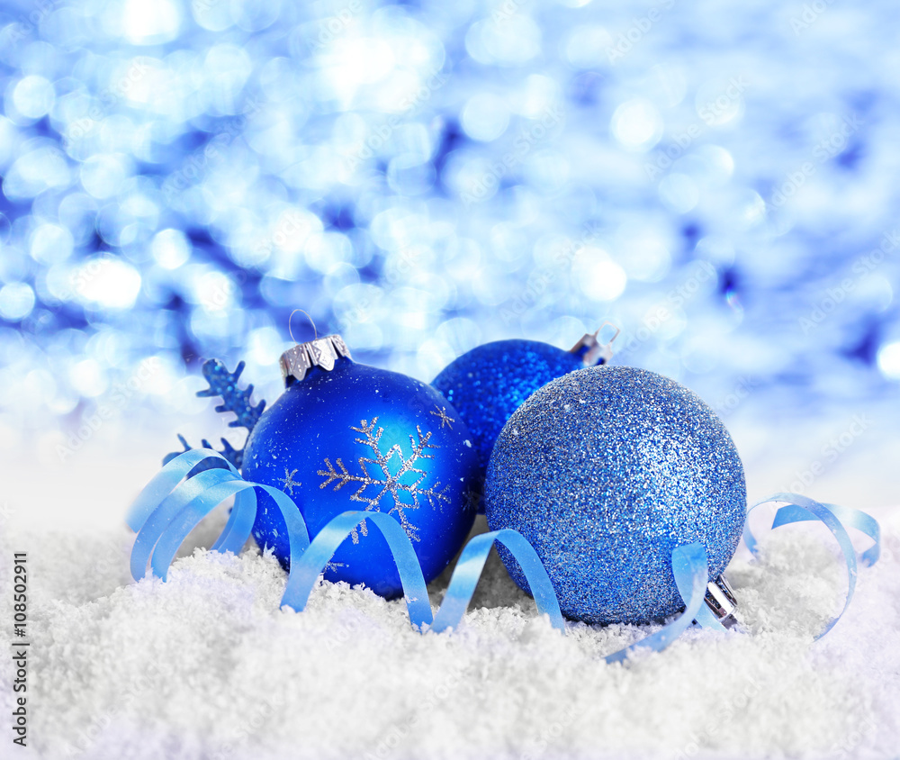 Canvas Prints christmas balls on shiny blue background