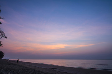 Wanakorn Beach at twilight ,Park Prachuap Khiri Khan, Thailand