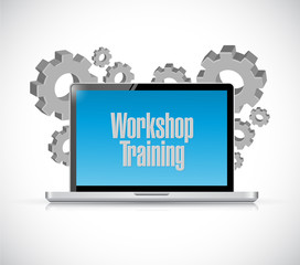 Workshop training laptop sign concept