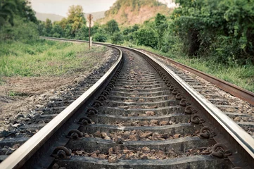 Stof per meter vintage spoorrails © hkt83000