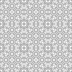 Black and white seamless pattern. Decorative ornament for coloring book