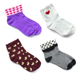 set of socks isolated on white background
