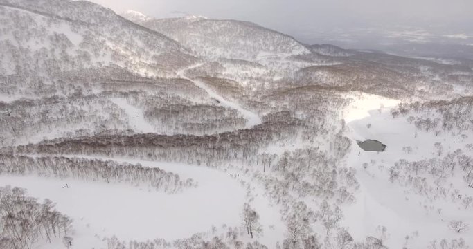 Aerial Japanese Mountain Landscape Background