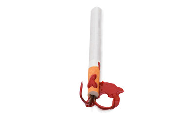 cigarette with a fishing hook.