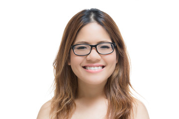 Obraz premium smiling asian woman isolated on white