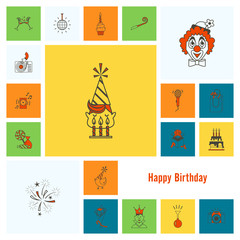 Naklejka premium Happy Birthday Icons Set