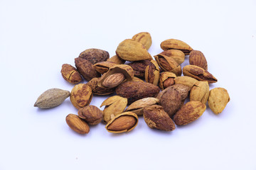 Almond on white background