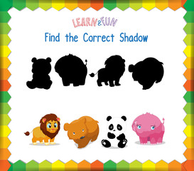 Fototapeta premium Find the correct Animals shadow