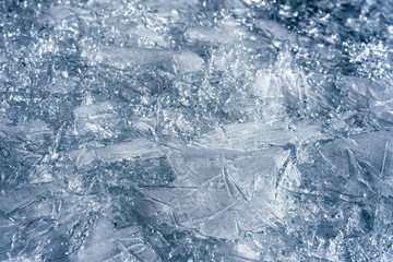 The ice cracked on a lake.