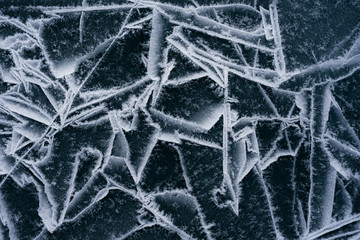 The ice cracked on a lake.