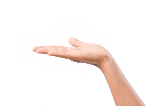 woman hand or palm showing up something