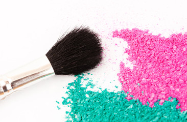 Powdery eyeshadow makeup and brush