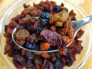 Dry fruits on a spoon