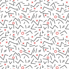 Seamless geometric vintage pattern in retro 80s style, memphis. Ideal for fabric design, paper print and website backdrop. EPS10 vector file