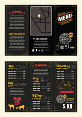 Vintage Restaurant menu design pamphlet vector template chalkboa - 108510199