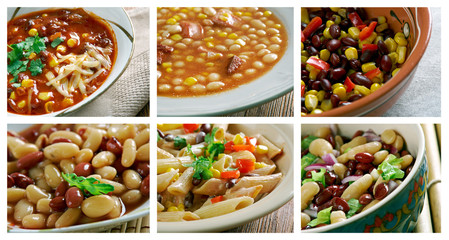 set of different  bean  dishi