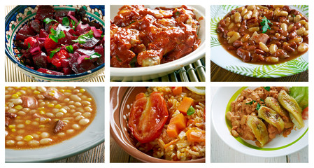 Food set African traditional cuisine.