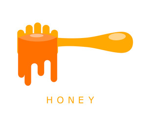 Ladle of honey on a white background. Flat style. Vector illustr