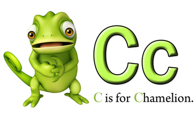 Chamelion wild animal with alphabate