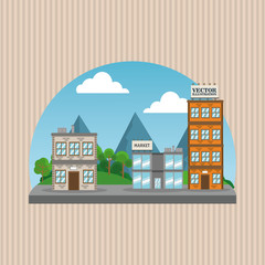 Naklejka premium Illustration of nature city, vector design, building and real estate related