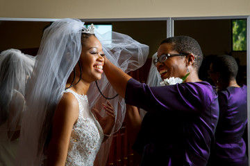 Mother Of The Bride Adjusts Veil