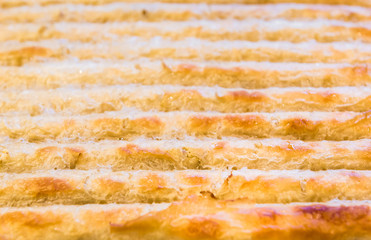 Baked homemade traditional balkan dish burek. Cheese or meat pie