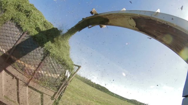 POV Farmer Combain harvesting in field