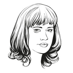 beautiful woman face hand drawn vector illustration sketch