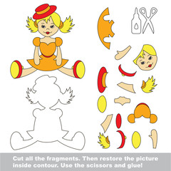 Fototapeta premium Paper kid game. Easy application for kids with Cute Doll
