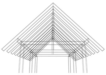 my artwork drawing roof structure house on white background