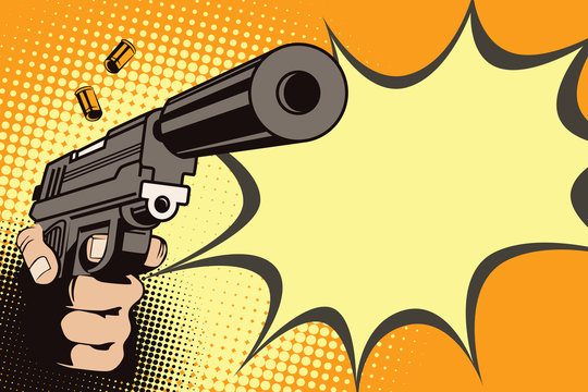 Pistolet Avec Icône De Vecteur Drapeau Bang PNG , Cartoon, Arme