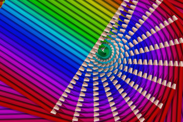 composition of colored pencils on white background