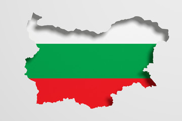 Silhouette of  Bulgaria map with flag