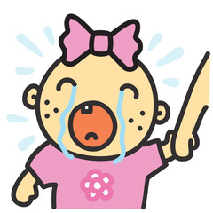 Cartoon crying baby girl isolated vector illustration