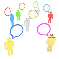 people with talk bubbles isolated over a white background. 3d rendering.