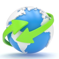 Fototapeta premium Arrows and Earth globe. 3d render