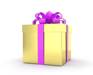 gift box with bows isolated on white. 3d rendering.