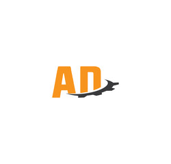 ad alphabet with swoosh gears