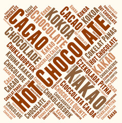 Hot chocolate word cloud in different languages