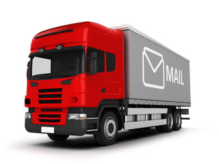 Mail truck isolated on white.3D illustration.