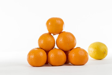 Bright Orange Clementines on a bright background