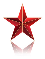 Obraz premium red metallic star on white