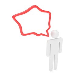 3d man with talk bubbles isolated over a white background. 3d rendering.
