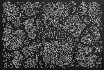 Sketchy vector hand drawn doodles cartoon set of Casino objects 