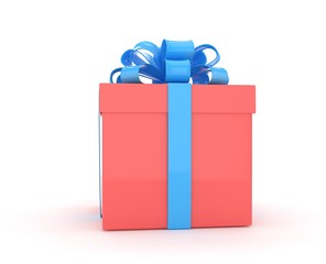 gift box with bows isolated on white. 3d rendering.