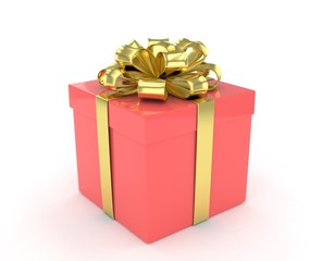 gift box with bows isolated on white. 3d rendering.