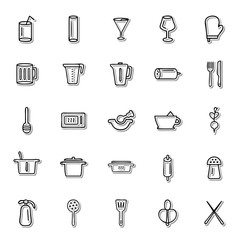 Kitchen line icon set 