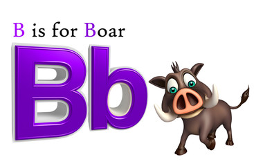 Boar  wild animal with alphabate