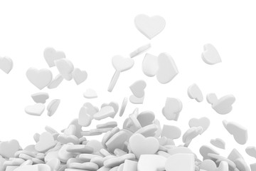 background made from many hearts. 3d rendering.